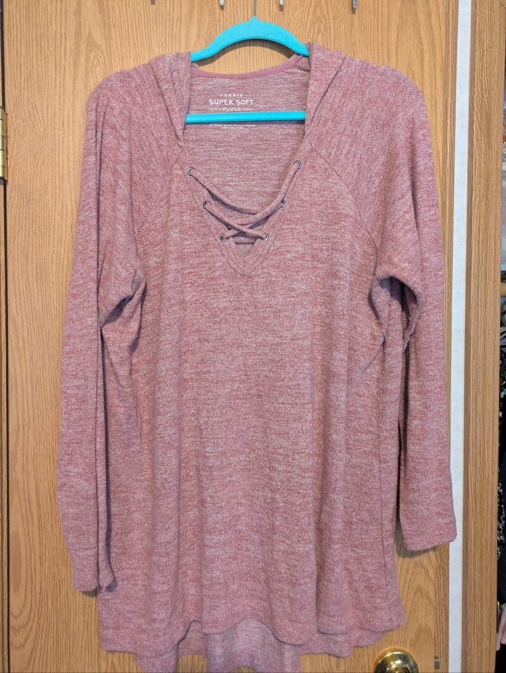 torrid Rose Lace-Up Hooded Tunic Sweatshirt